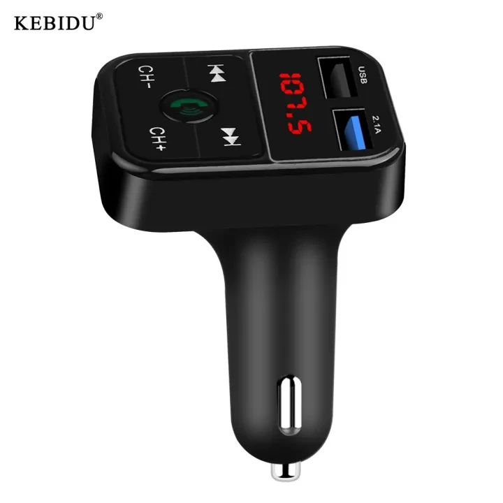 Kebidu Dual USB 3.1A Car Charger Bluetooth 5.0 FM Modulator Audio Receiver Support TF U Disk Play LCD Voltmeter Display price in Pakistan