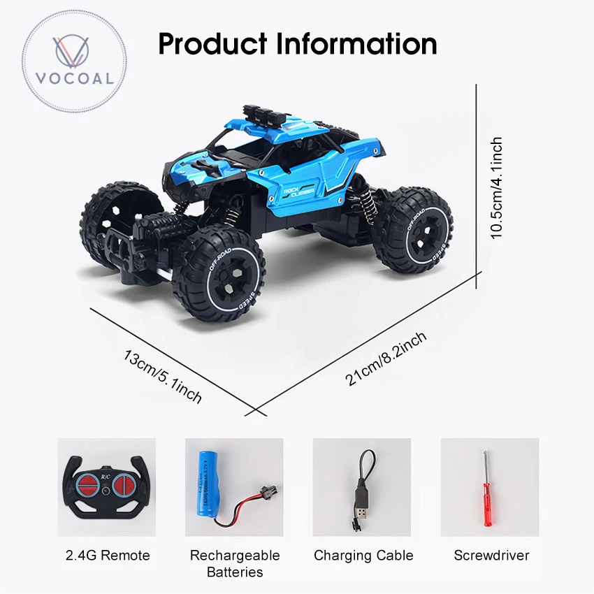 Vocoal RC Vehicles 2.4G Remote Control Car Toy Rotary Climbing Vehicle High Speed Off-Road Racing Car Toys Chargeable Monster Truck Toy for Boys Kids Gift price in Pakistan