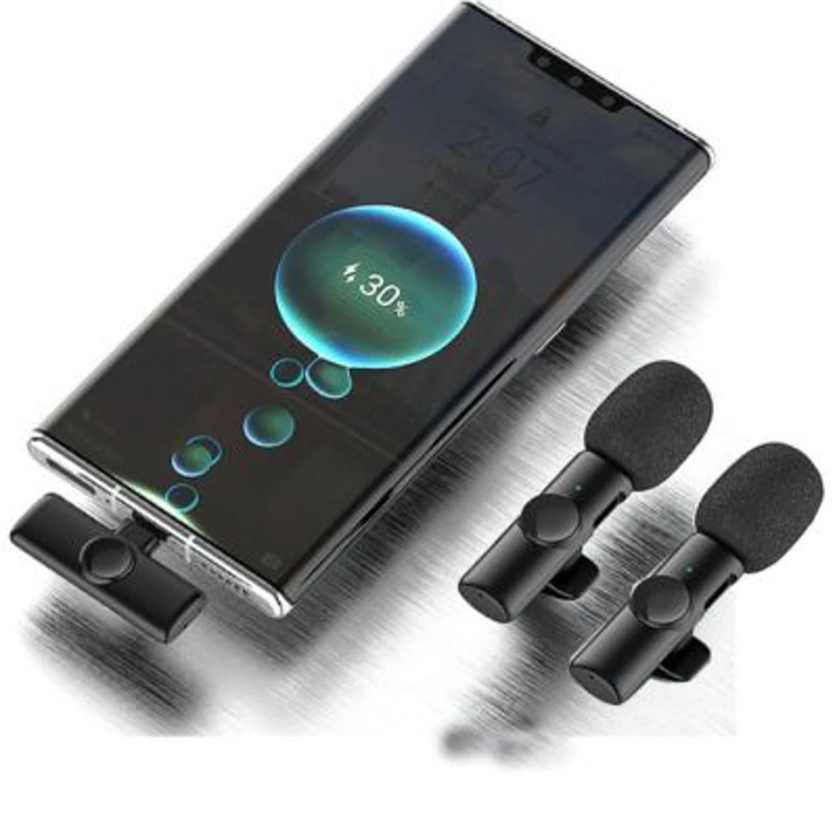 K9 2 in 1 Dual Microphone Mic Plug & Play USB Type C & IOS Wireless Lavalier Microphone Auto Sync Noise Reduction NO APP or Bluetooth price in Pakistan