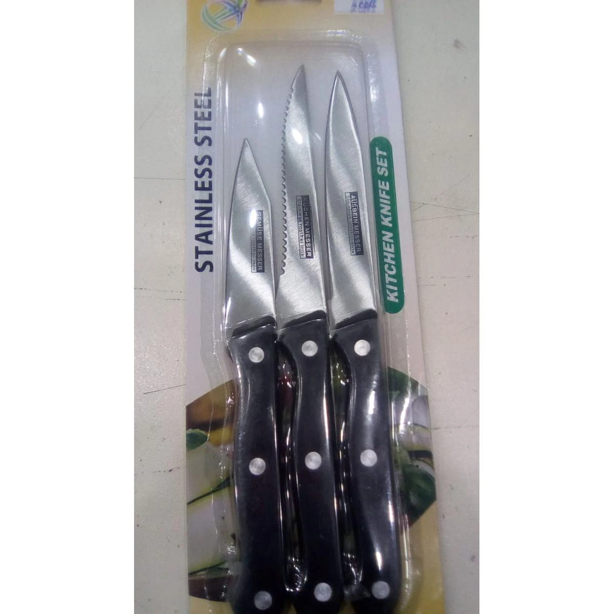 3 Piece Kitchen Knives Set- Black price in Pakistan
