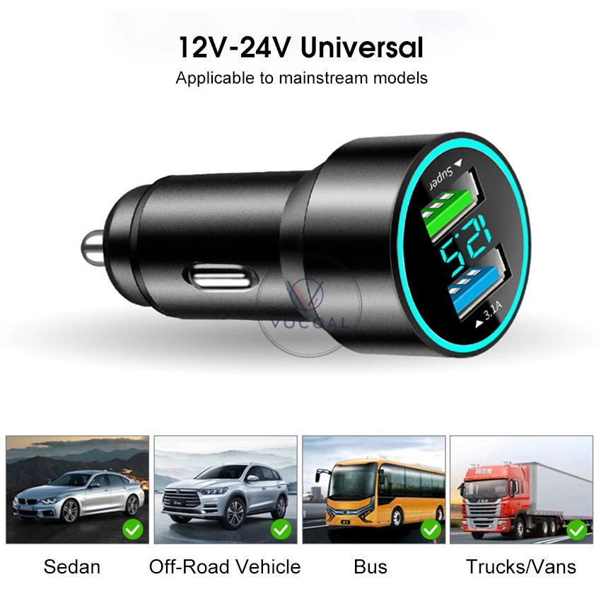 Vocoal Car Charger 66W Quick Charge Cigar ette Lighter Multifunctional Car Charger 2 USB Fast Charger price in Pakistan