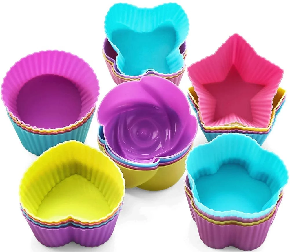 06 Pcs Multicolor Silicone Baking Muffin Cupcake Moulds Reuseable Microwave Oven price in Pakistan