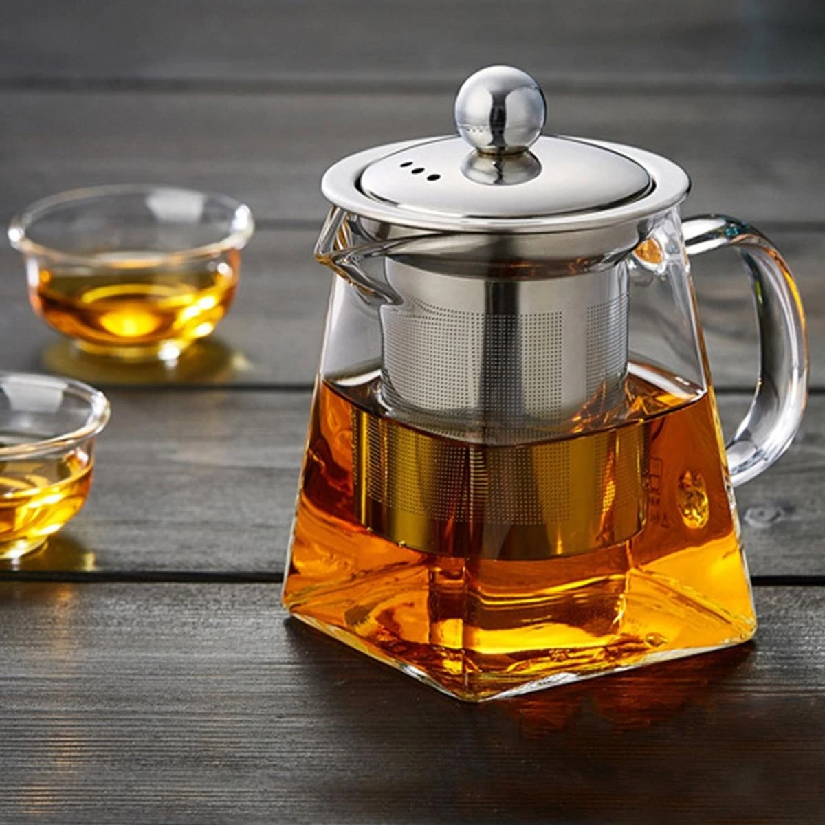 Square Glass Teapot with Heat Resistant Stainless Steel Infuser, Borosilicate Glass Teapot, Glass Tea Kettle price in Pakistan
