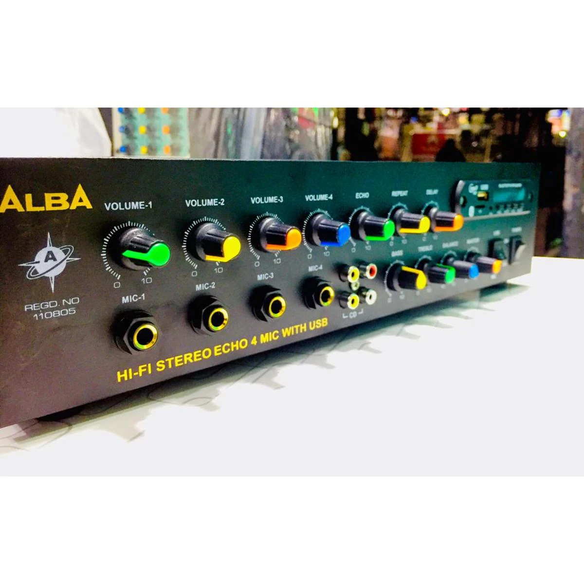 Amplifier ALBA heavy stereo With Bluethooth, mp3, USB, SD Slot , Memory card, 4 Mic, Aux all in one price in Pakistan