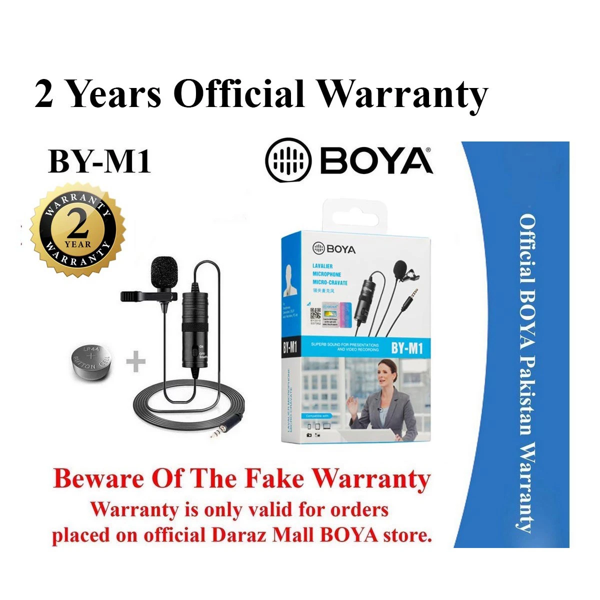 2 Years – Boya M1 Lavalier Collar Microphone for DSLR & Android Phone BY-M1 Mic price in Pakistan