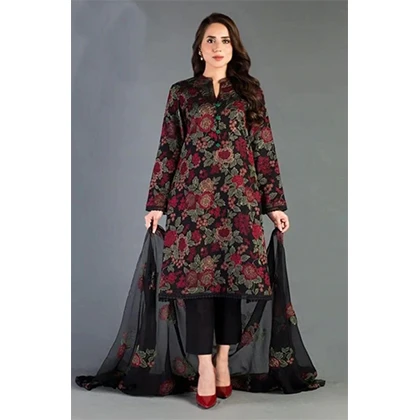 3PC Heavy Embroidered Shirt with Embroidered Bamber Chiffon Dupatta (D) price in Pakistan
