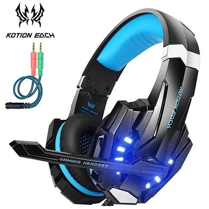 Kotion Each G9000 Stereo Gaming Headset for PS4, PC, Xbox One Controller, Noise Cancelling Over Ear Headphones with Mic, LED Light, Bass Surround, Soft Memory Earmuffs for Laptop – Blue price in Pakistan