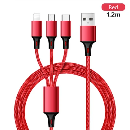 Thinkerz 3 in 1 Multi Charging USB Type C Cable Lightning for Android Phone – 1.2M – Black, Red, Gold price in Pakistan