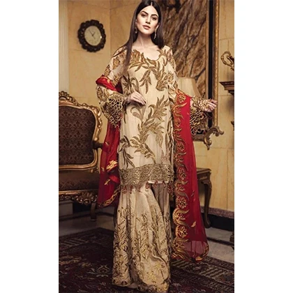 3pc Lawn With Embroidered Shirt & Bamber Chiffon Dupatta -BFHA696 (B) price in Pakistan