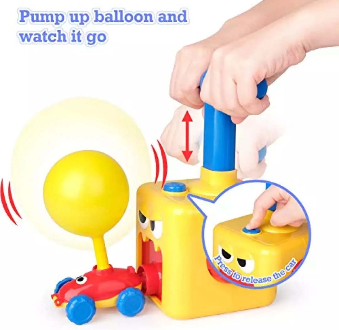 Power Balloon Racer Car Toy, Balloon Launcher Powered Car Toy Set, Balloon Powered Launch Car, Inflator Air Pump Vehicle with Pump for Kids (Yellow) price in Pakistan