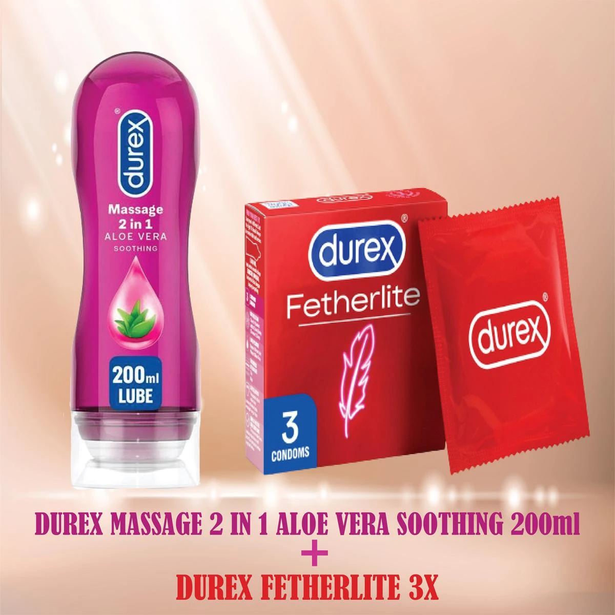Durex Pack of 3 – Durex Aloe Vera gel 200ml, Extra safe 3s, Fetherlite 3s price in Pakistan