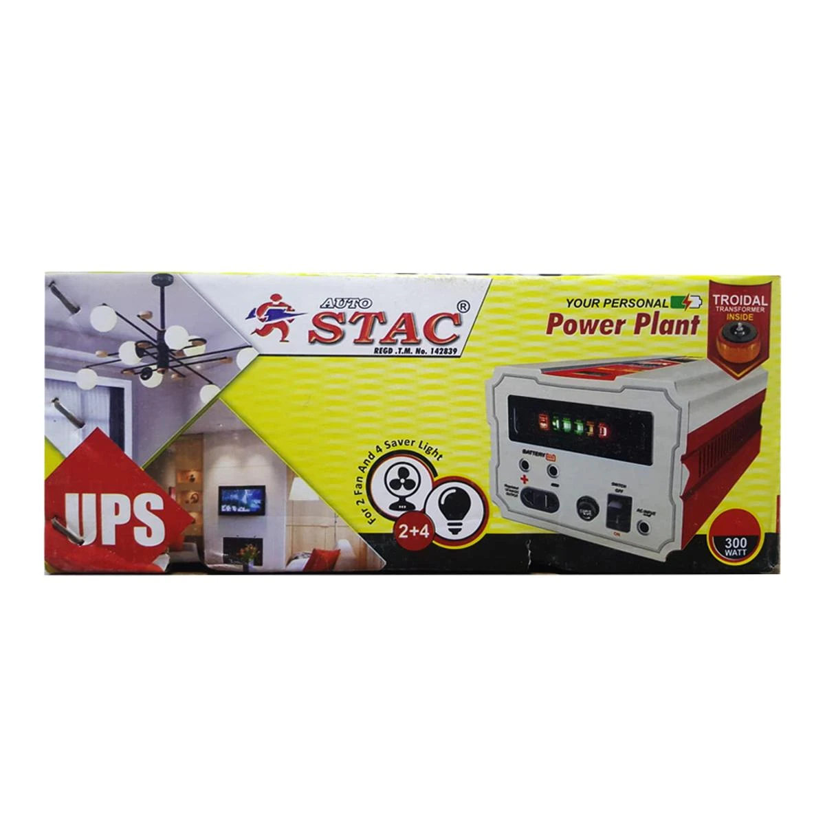 Auto Stac UPS 300WATTS ( 2 Fans + 4 Lights ) Best UPS For Home price in Pakistan