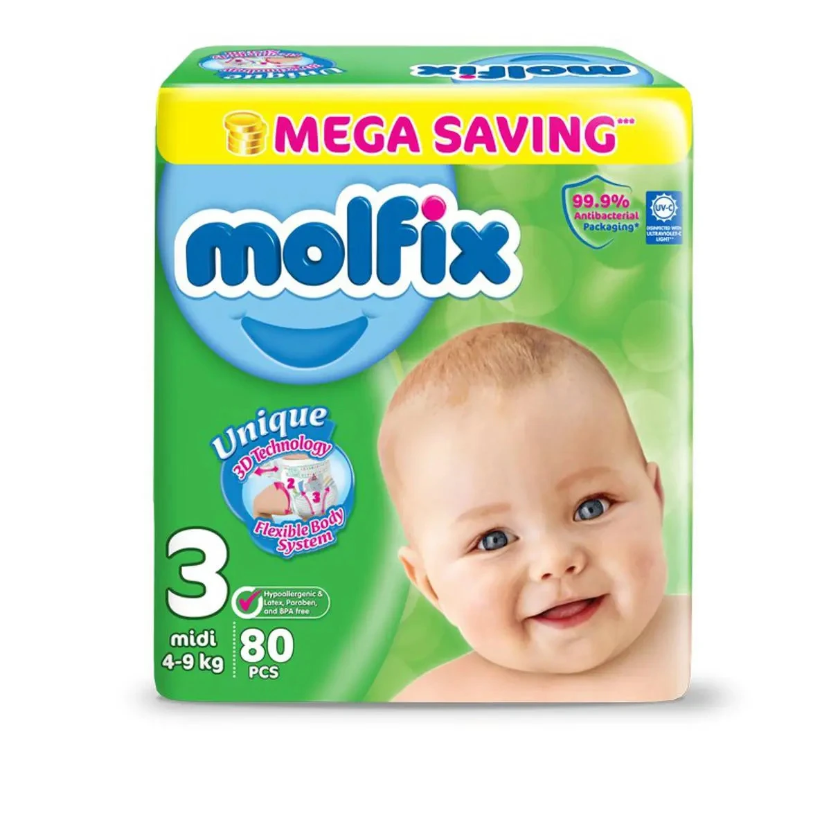 Molfix 3D Mega Midi Pack (Size-3, 80Pcs) price in Pakistan