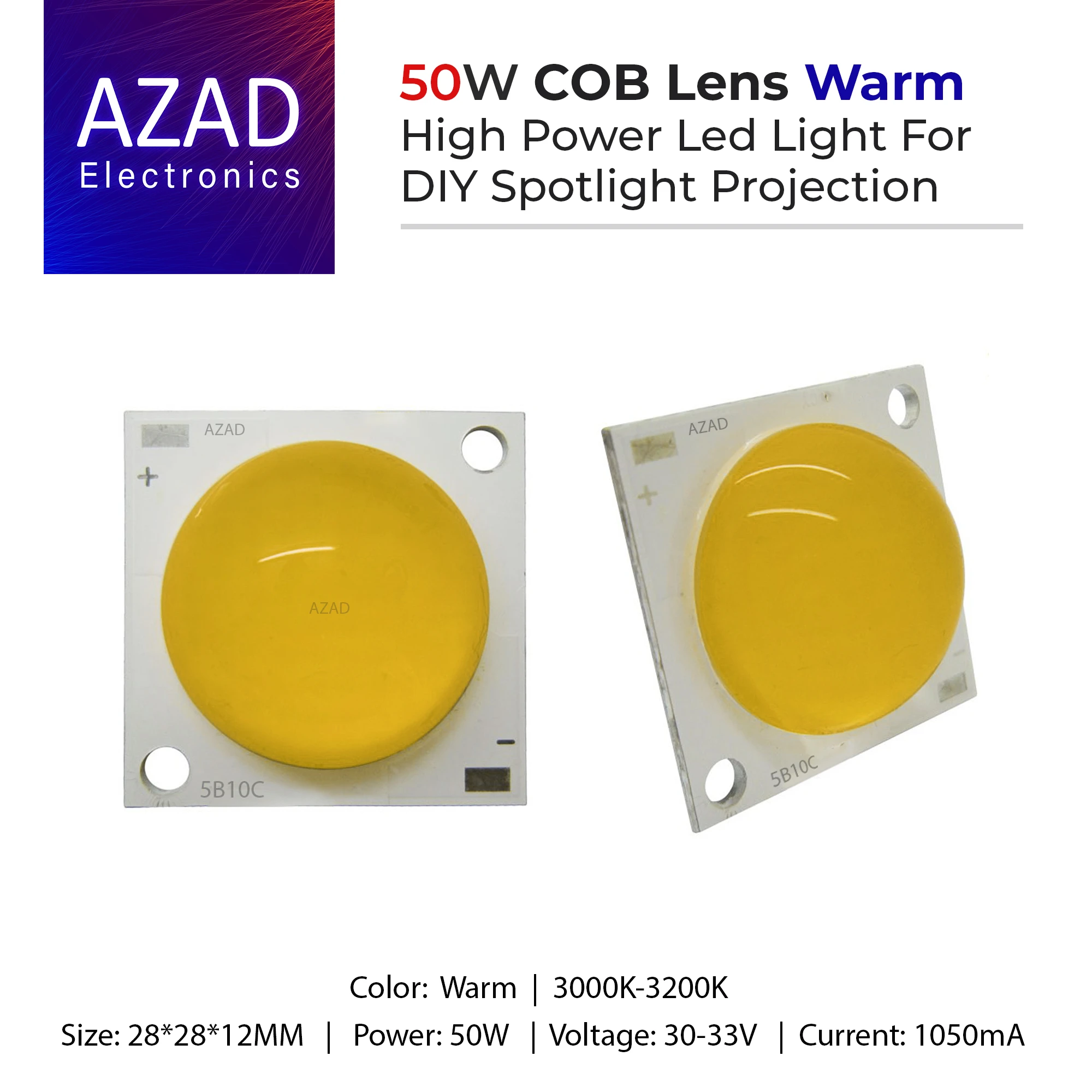 50W COB Lens LED High Power Led For DIY Spotlight Projection Light Warm price in Pakistan