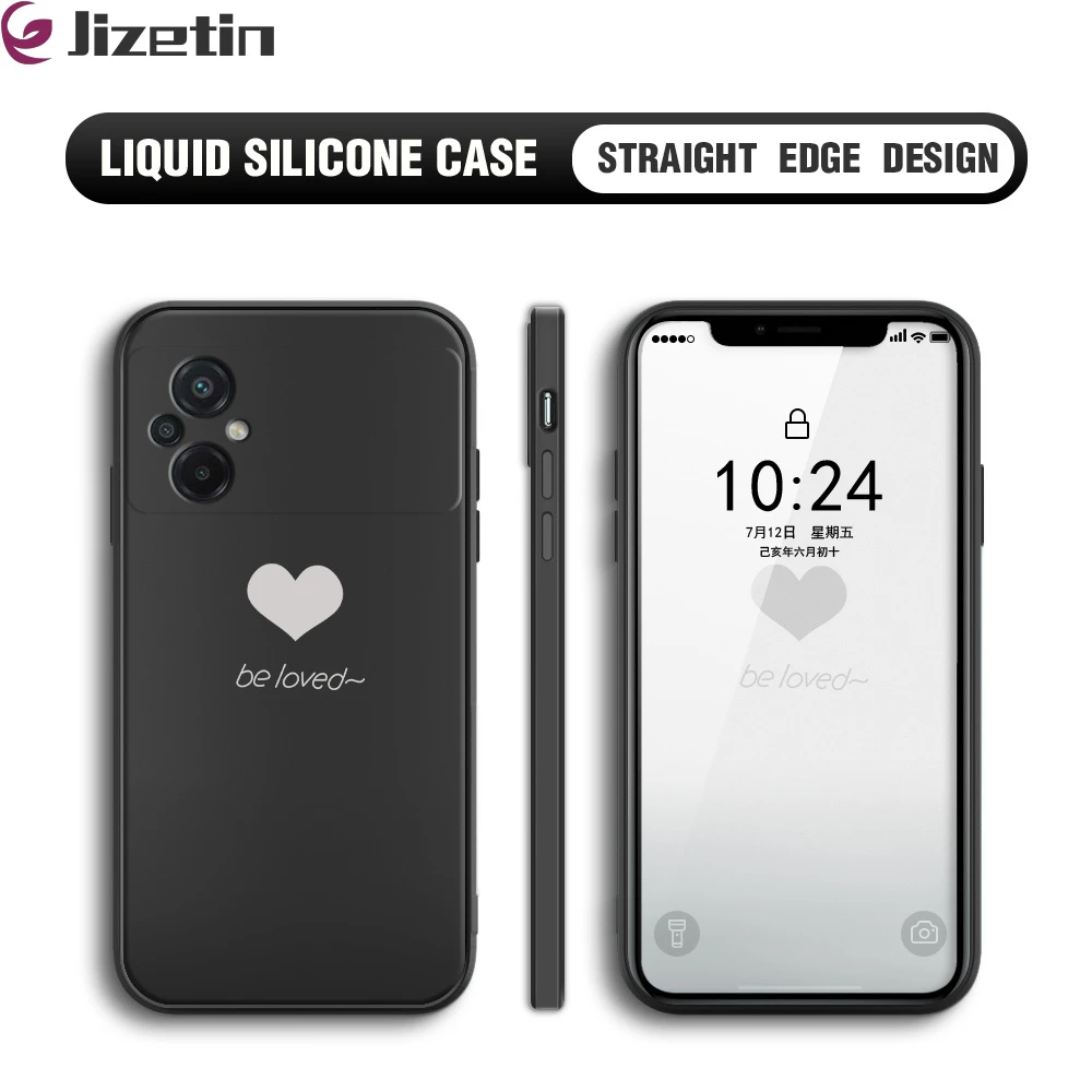 izetin for Xiaomi Poco M5 Back Cover Little Love Silicone Phone Case Square Camera Protection Phone Cases price in Pakistan