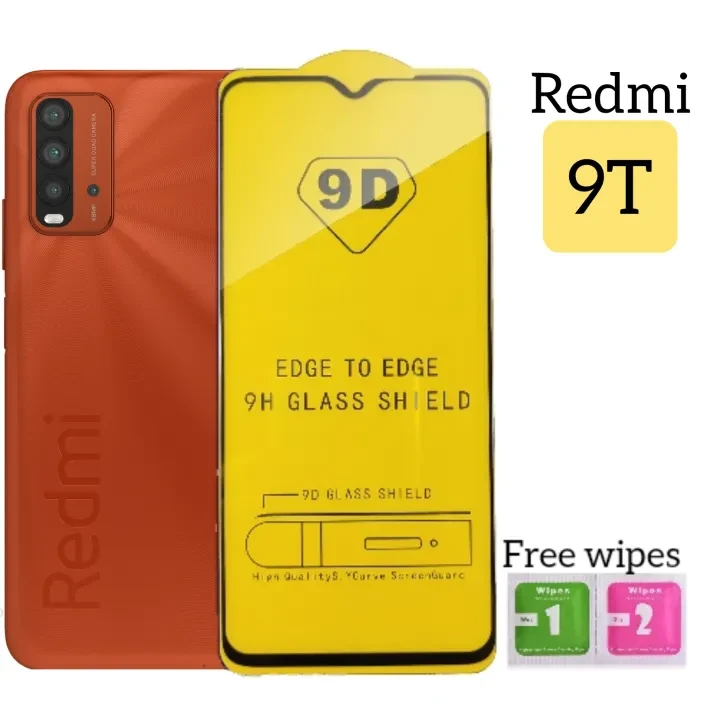 Pack of 2 – Redmi 9T – 100% Original Full coverage 9D Tempered Glass screen Protector- Full Glue- with Cleaning Wipes price in Pakistan