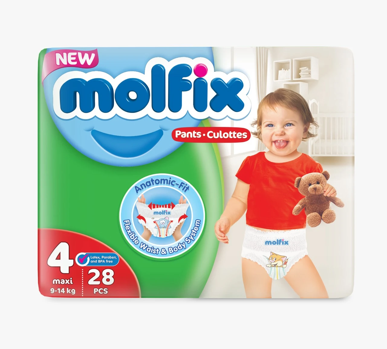 Molfix Diaper Pants Size 4, Maxi, (9-14Kg, 28Pcs, Twin Pack) price in Pakistan