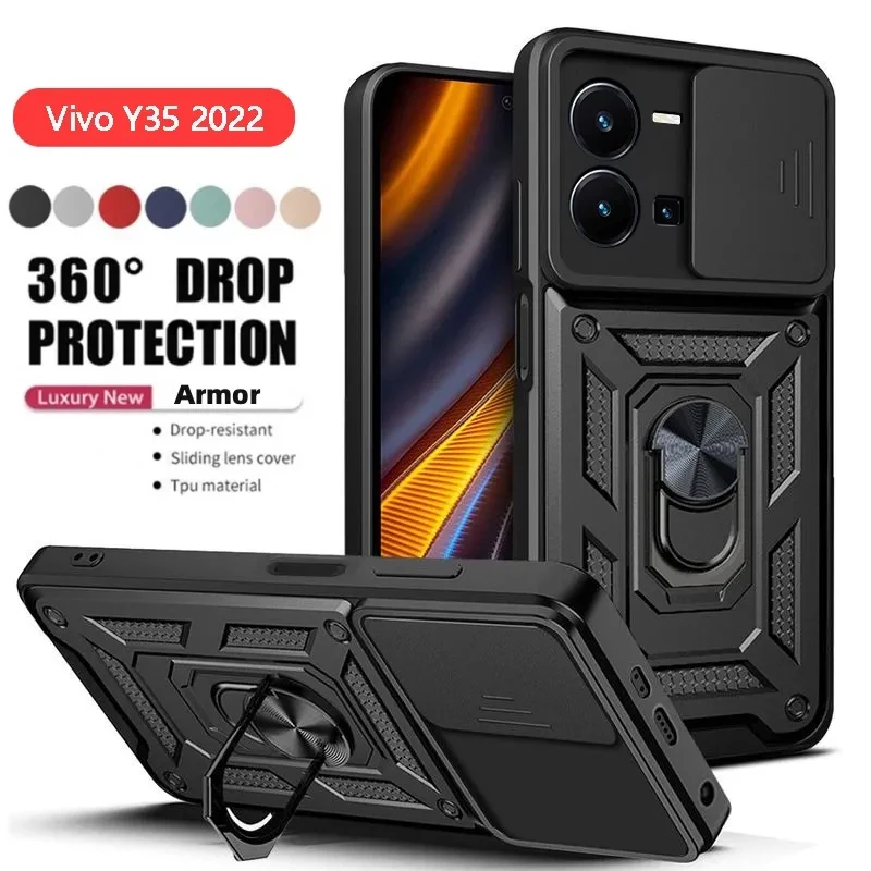 Vivo V25  Vivo V25e Case Card Slot Slide Camera Lens Ring Stand Casing Military Grade Shockproof Cover price in Pakistan