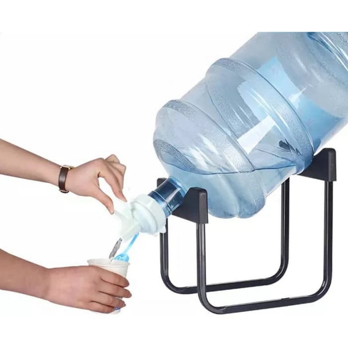 Online Karachi – (Set of 2) High Quality Water Bottle Stand Metal Rack Dispenser Water Jug Holder Non-Screw with Water Tap price in Pakistan