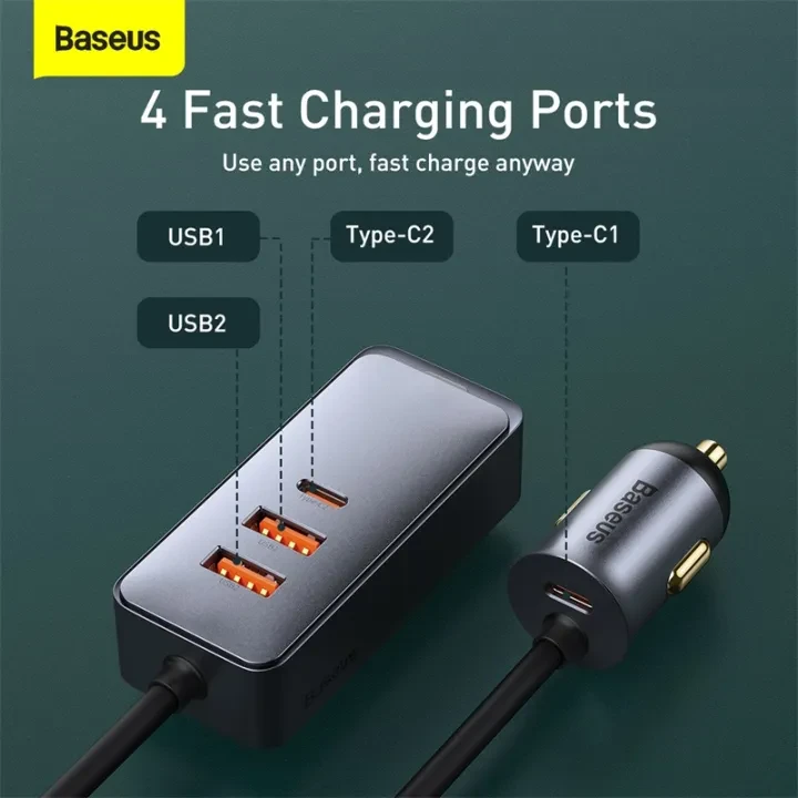 Baseus 120w Pd Car Charger Quick Charger Qc 3.0 Pd 3.0 For Iphone 12 13 Samsung Type-c Usb Portable Charger price in Pakistan