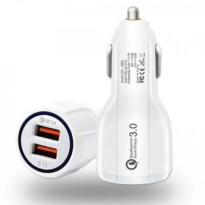 Car QC 3.0 Fast Charging Dual Port Adapter For All Mobile Phones price in Pakistan
