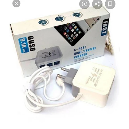 Super Fast charger 6 USB Charger 9.1 ampere fast mobile charger with cable for all Mobile Phone price in Pakistan