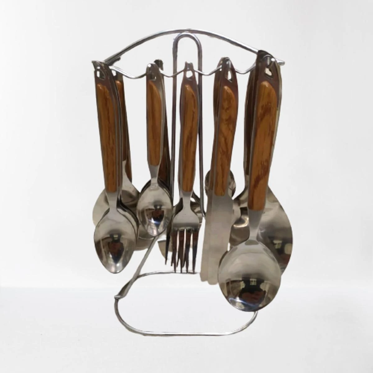Cutlery Set Wood Handle Design Spoon Set With Stand 29Pcs Serving for 6 Person price in Pakistan