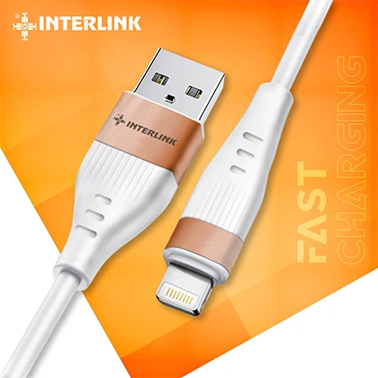 Interlink Data Cable compatible for iphone Fast Charging Data Cable For iphone Quick Charging And Data Branded Cable Length 1 Meter Color White price in Pakistan