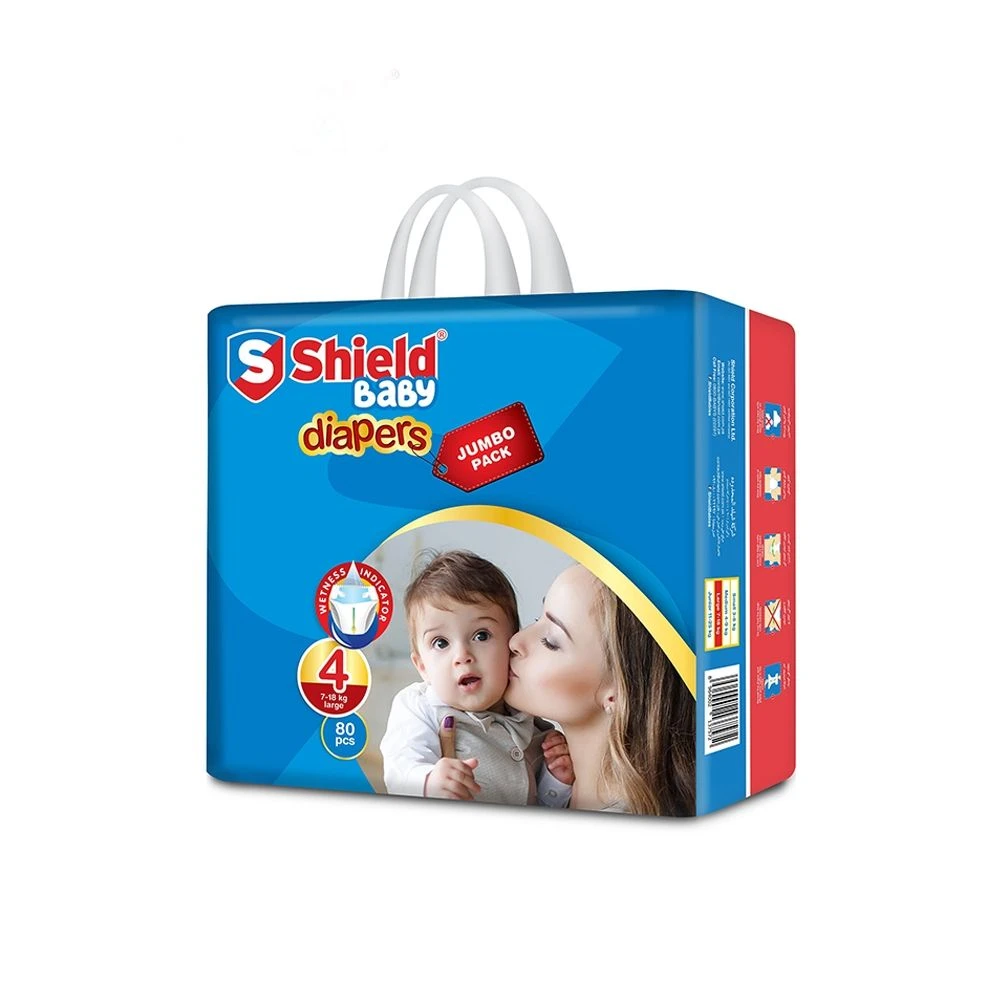 Shield Baby Diapers Jumbo Pack Size 4Large (7-18Kg, 80Pcs) price in Pakistan