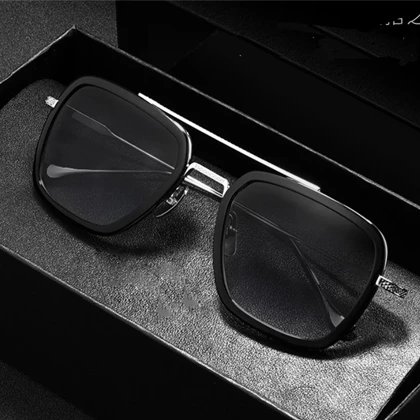 Trendy Iron man style Black shades Black frame sunglasses for men price in Pakistan