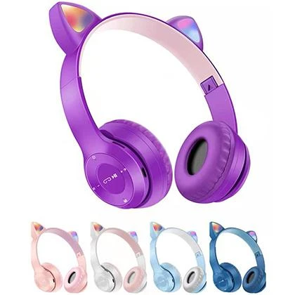 P47 Cute Cat Ear Bluetooth Headset Wireless Over-The-Ear Headphones With Mic Noise Cancelling Kid Girl Stereo Music Headset Foldable price in Pakistan