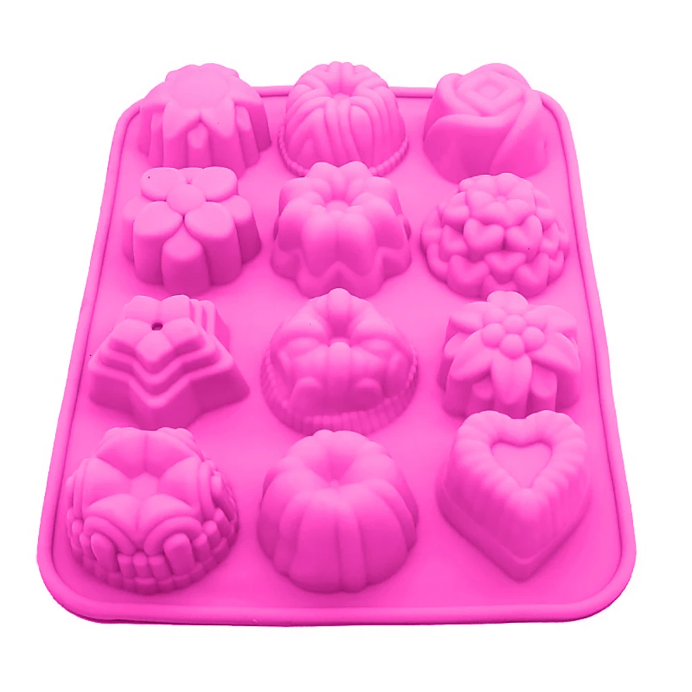 12 Holes 3D Flower Silicone Fondant Chocolate Cake Candy Mold DIY Baking Tool price in Pakistan