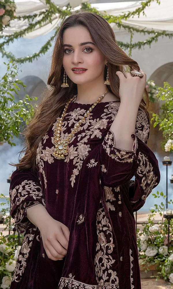 Azure-3PC Velvet 5,000 Micro Embroidered Shirt(D) price in Pakistan
