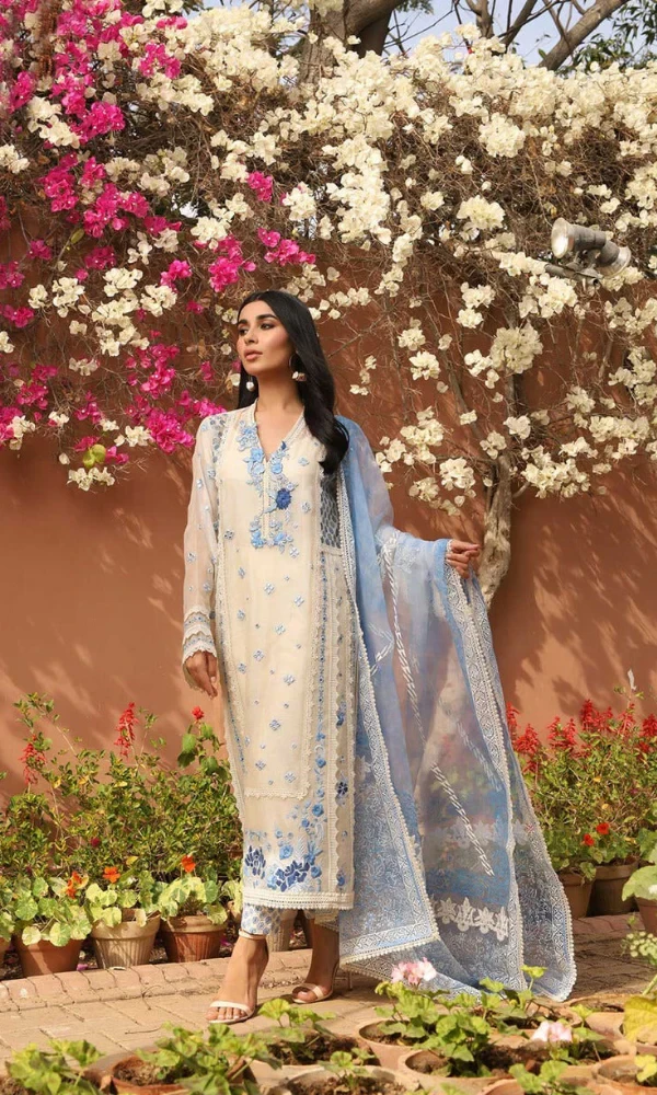 Nadia Farooqi – 3PC Embroidered Organza Shirt With Embroidered Organza Duppata price in Pakistan
