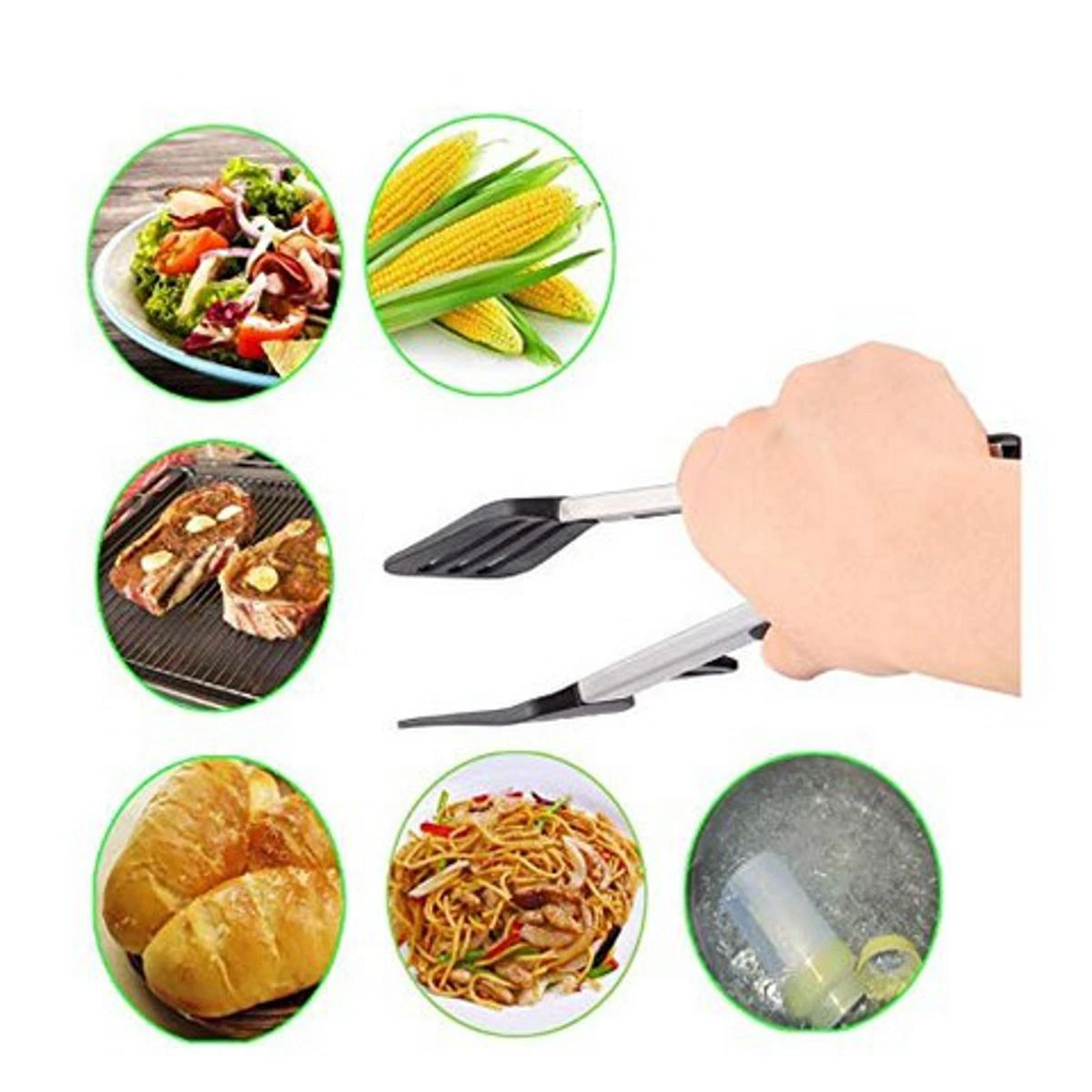 Silicone Food Tong Stainless Steel Kitchen Tongs Silicone Non-Slip Cooking Clip Clamp BBQ Salad Tools Kitchen Tools price in Pakistan