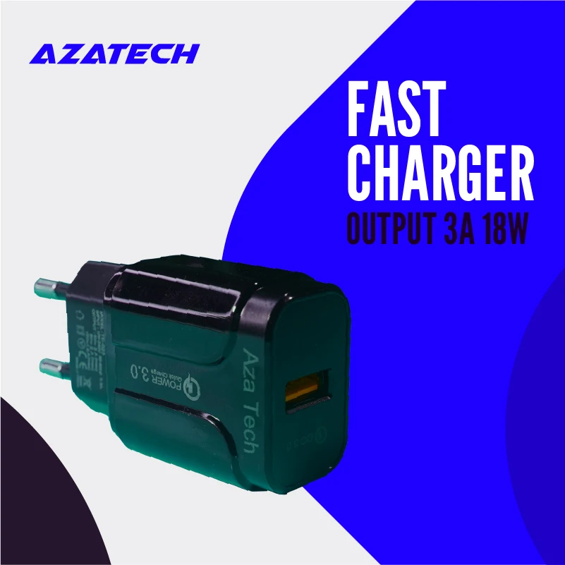 AzaTech QC 3.0 Fast Charger 3A 18W – Black price in Pakistan
