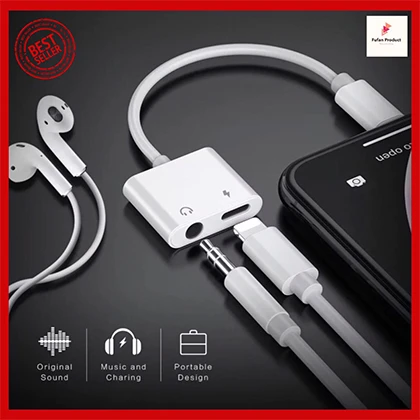 iPhone headphone 2 in 1 Jack Adapter Lightning to 3.5 mm Earphone Audio Convertor for headphones and charger with Aux Cable price in Pakistan