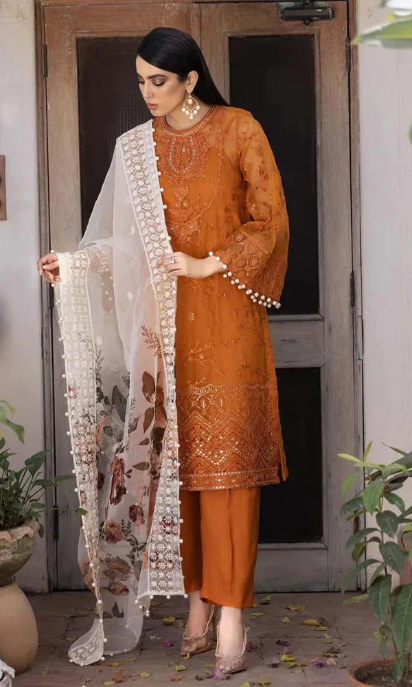 CROSS STITCH- 3PC Lawn Embroidered Shirt With Printed Organza Dupatta price in Pakistan