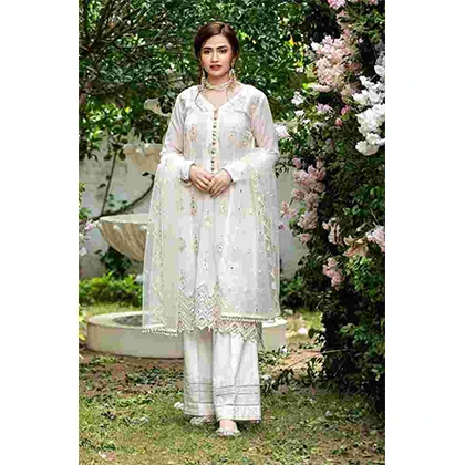 3PC Lawn Embroidered Mirror Shirt With Bamber Chiffon Embroidered Dupatta -BFHA802 (B) price in Pakistan