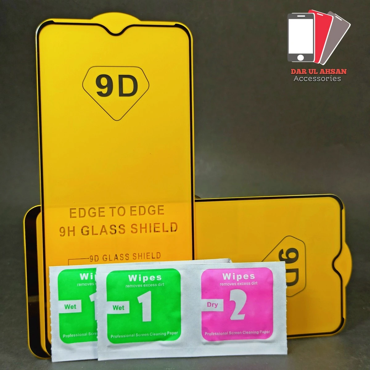 Pack of 2 – Redmi 9C – 100% Original Full coverage 9D Tempered Glass screen Protector- Full Glue- with Cleaning Wipes price in Pakistan