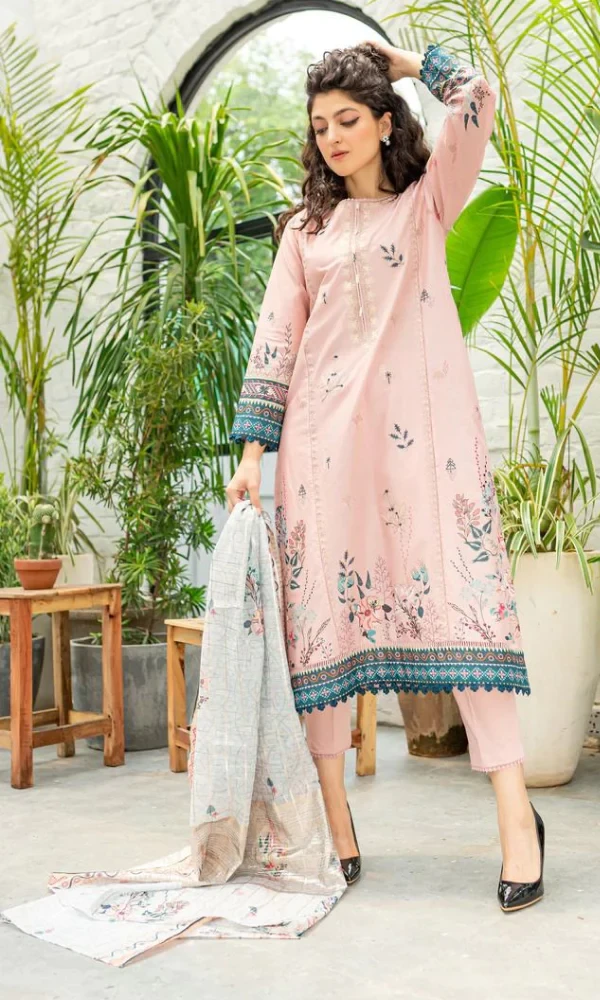 Batik-3PC Linen Embroidered Shirt With Organza (D) price in Pakistan