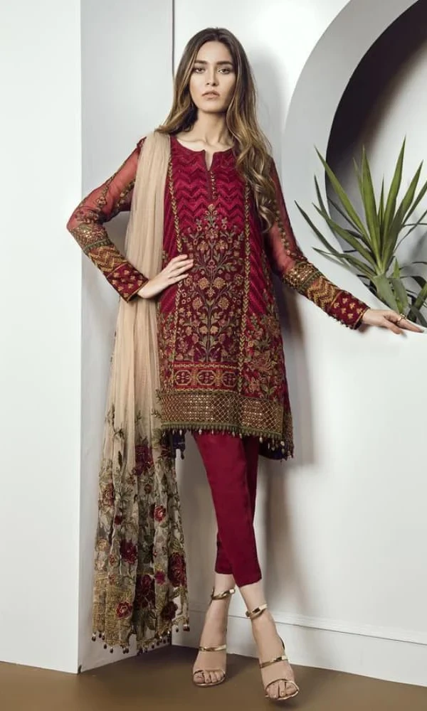 Baroque – 3PC Heavy Embroidered Shirt With (D) price in Pakistan