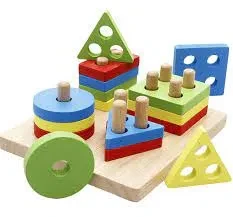 Lewo Wooden Puzzle Toddler Toys Shapes Sorter Preschool Geometric Blocks Stacking Games for Kids Geometric Shape Sorter Wooden Puzzles Teaching Geometric Shape Cognitive Matching Toys colorful price in Pakistan