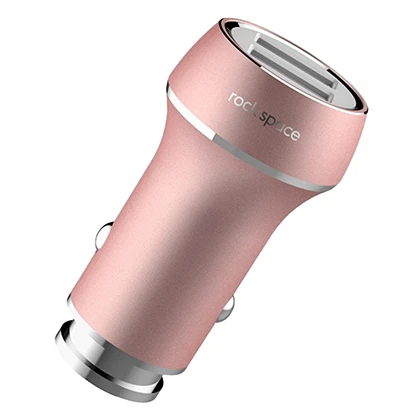 ROCK KOTOR Car Charger Dual Port Metal USB QC 5V2.4A Quick Car Charger Fast Charging Car Phone Charger For Huawei Xiaomi Iphone 12 price in Pakistan