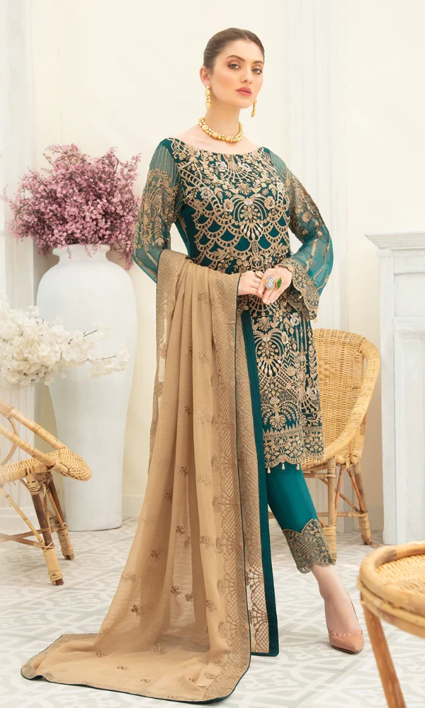 Ramsha-3PC Front Sequence Heavy Embroidered With Heavy Embroidered Duppata price in Pakistan