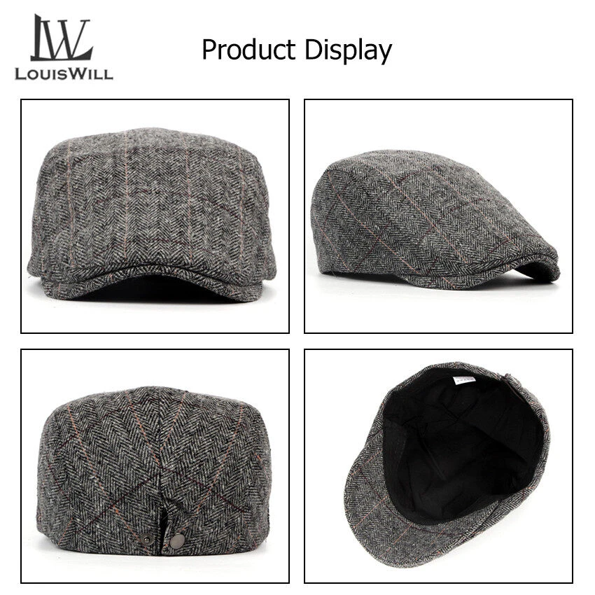 Men Berets Hats Woolen Cloth Berets Caps Autumn and Winter Berets Outdoor Sunscreen Peaked Caps Fashion England Checkered Golf price in Pakistan