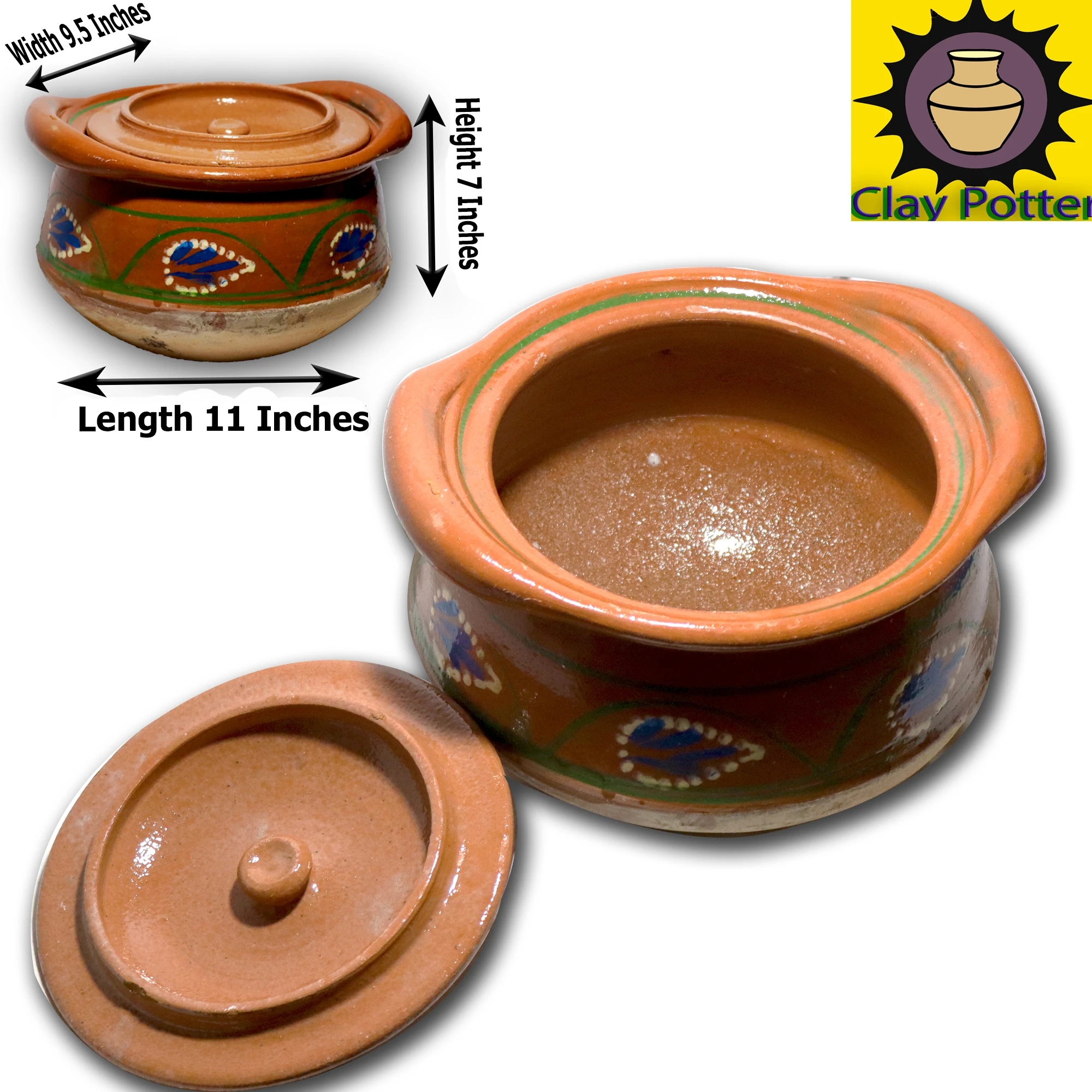 Clay Kadai Traditional Pot Mitti ki Karahi Clay Cookware L11 x W10 x H7.5 price in Pakistan