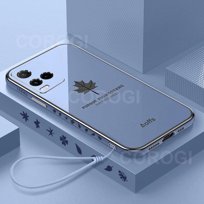 For vivo y21, y21s, y33s G Back Cover/Case/Pouch/ Luxury 6D Plating Maple Leaf Shiny Bling Cases Soft Silicone Square Bumper Mobile Phone Case for Boy Girls price in Pakistan