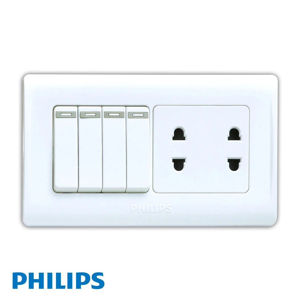 Philips – Eco Q2 Four Single Pole Switch & 2 Pin Socket price in Pakistan
