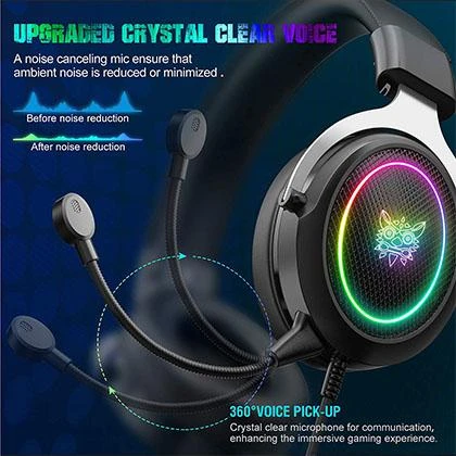 ONIKUMA X10 RGB Gaming Headphone 50mm Driver 360 Surround Sound With Detachable Noise Cancellation Microphone Bionic Protein Earmuffs For PC Laptop PS4 PS5 Xbox Mobile – Black price in Pakistan